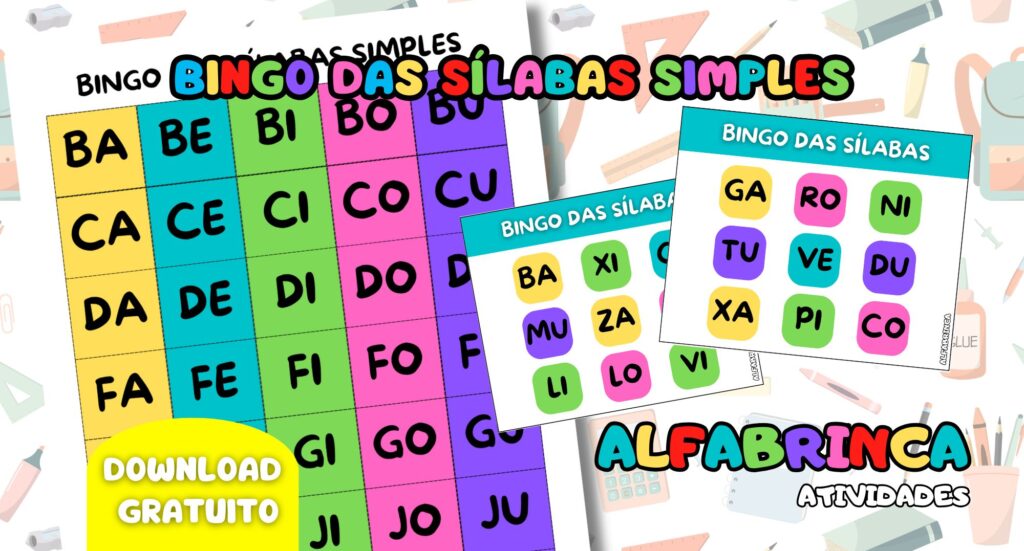 Bingo das sílabas simples - Atividades Alfabrinca