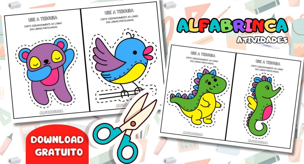 Usar a tesoura - Atividade de Arte - Alfabrinca