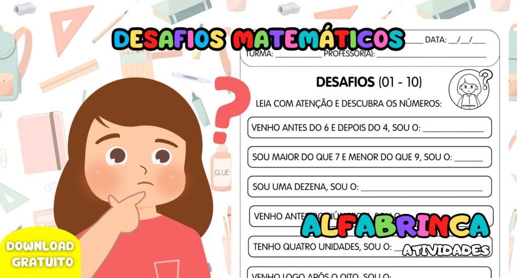 Desafios matemáticos - Descubra qual é o número - Alfabrinca