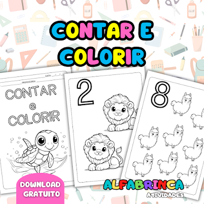 Atividades para contar e colorir números de 1 a 10.