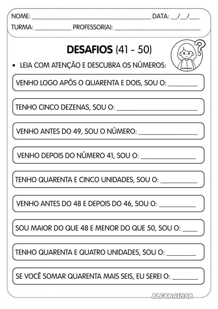 Desafios matemáticos - Descubra qual é o número - Alfabrinca