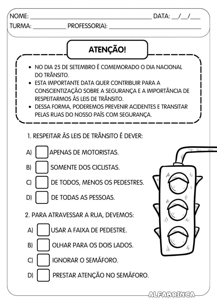 Sequência didática - Trânsito - Alfabrinca
