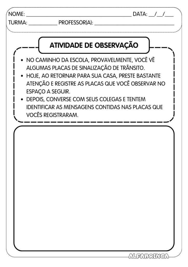 Sequência didática - Trânsito - Alfabrinca