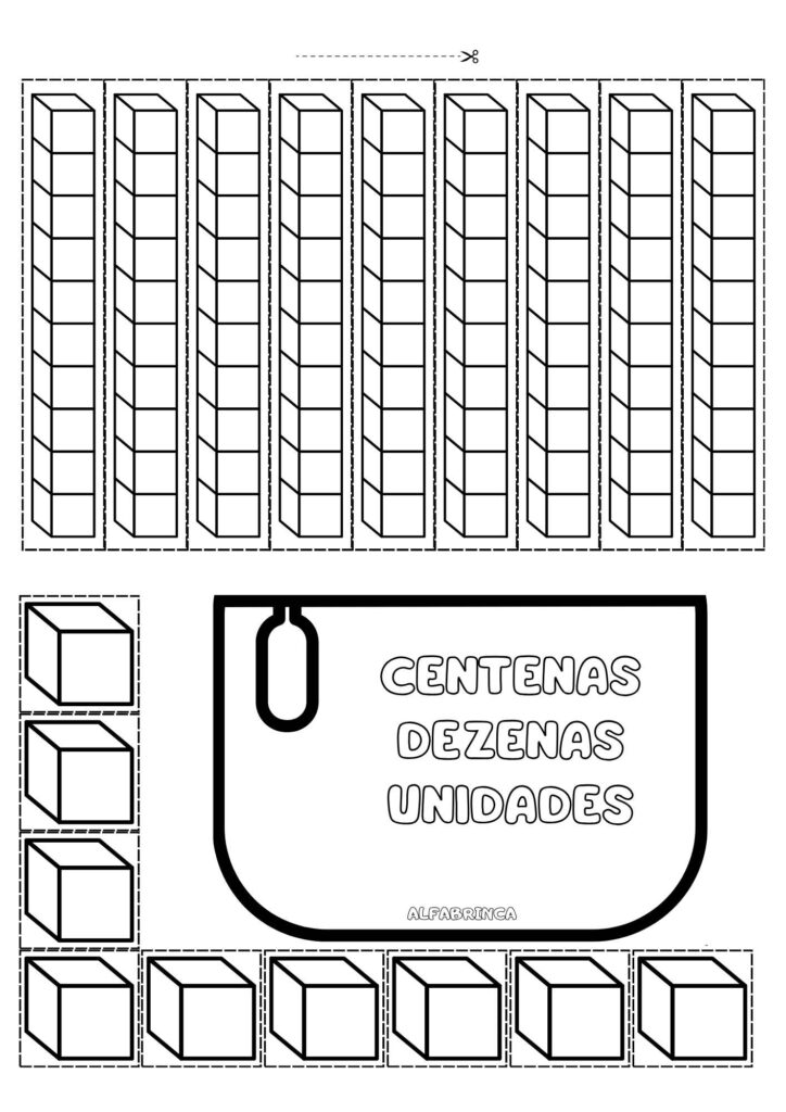 Baixe grátis atividade lúdica sobre valor posicional com material dourado. Trabalhe centena, dezena e unidade com a Mochila Interativa para imprimir e usar em sala de aula.