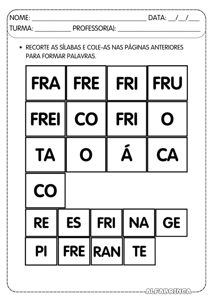 Atividades com Sílabas Complexas FR