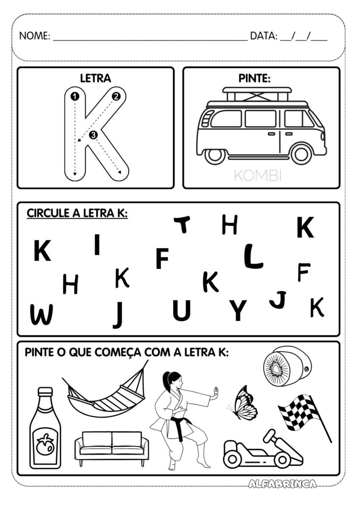 Atividades com letras do alfabeto para imprimir - Educacao infantil - Alfabetizacao