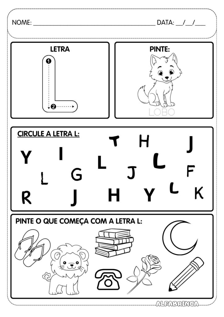 Atividades com letras do alfabeto para imprimir - Educacao infantil - Alfabetizacao
