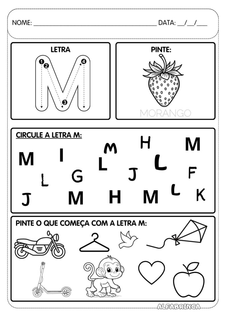 Atividades com letras do alfabeto para imprimir - Educacao infantil - Alfabetizacao