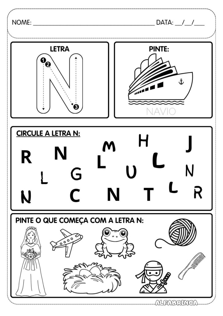 Atividades com letras do alfabeto para imprimir - Educacao infantil - Alfabetizacao