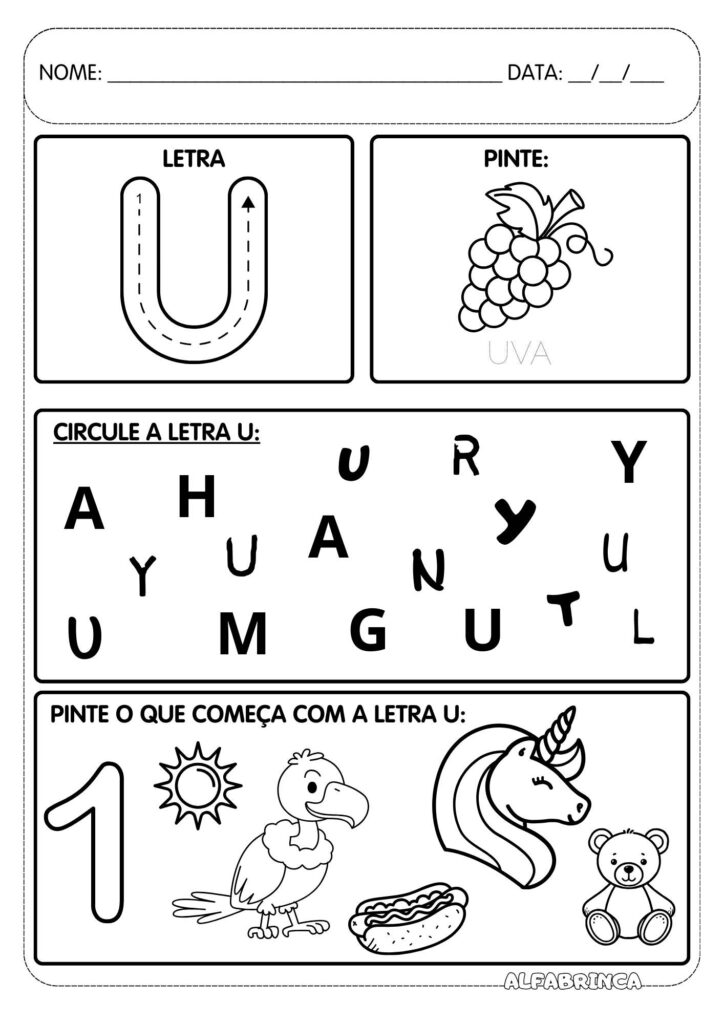Atividades com letras do alfabeto para imprimir - Educacao infantil - Alfabetizacao