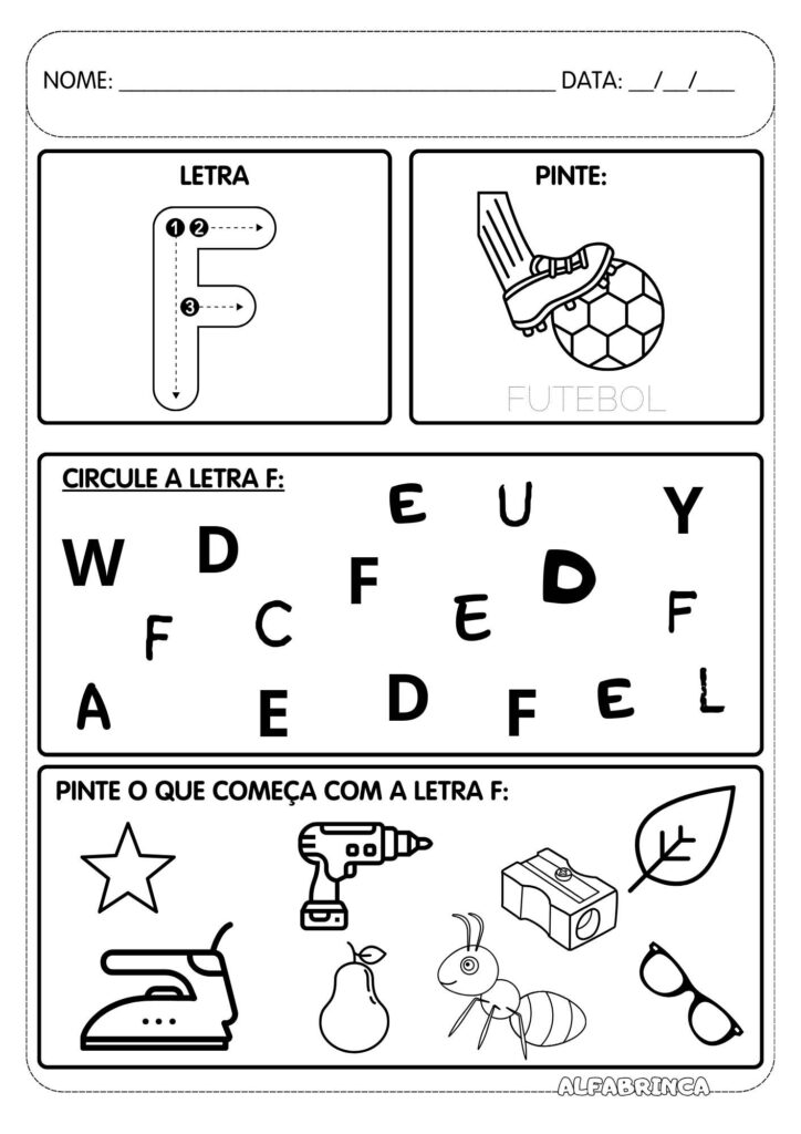 Atividades com letras do alfabeto para imprimir - Educacao infantil - Alfabetizacao