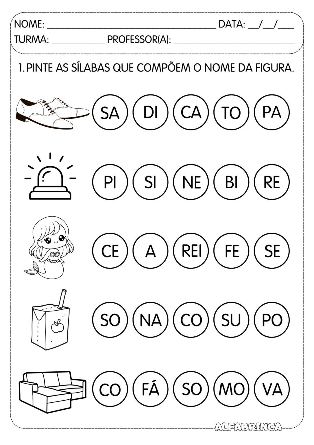 Atividades para Pintar Sílabas e Formar Palavras – Alfabetização para ...