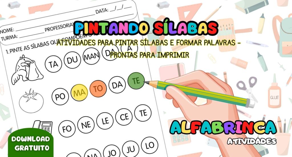 Atividades para Pintar Sílabas e Formar Palavras – Alfabetização para Imprimir
