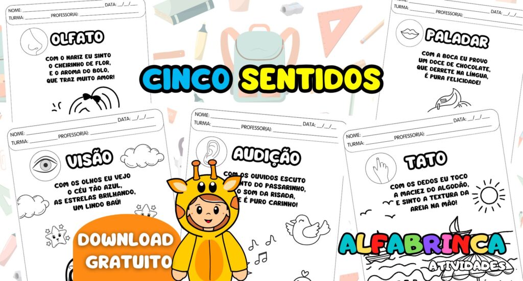 Cinco sentidos - Atividades para imprimir