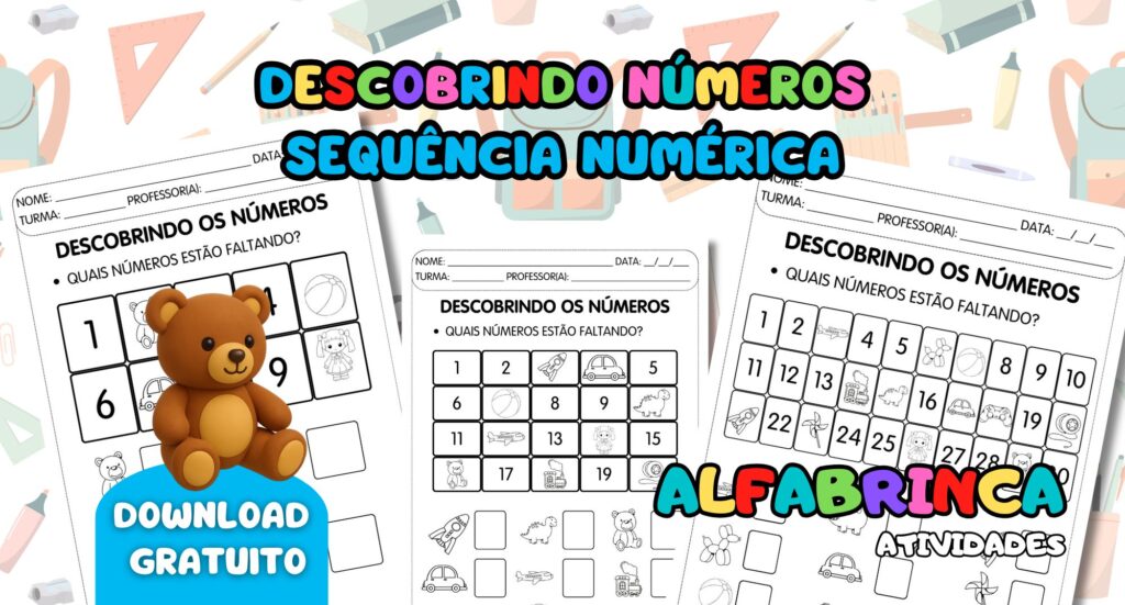 Descobrindo os números - Atividades para imprimir - Sequência numérica