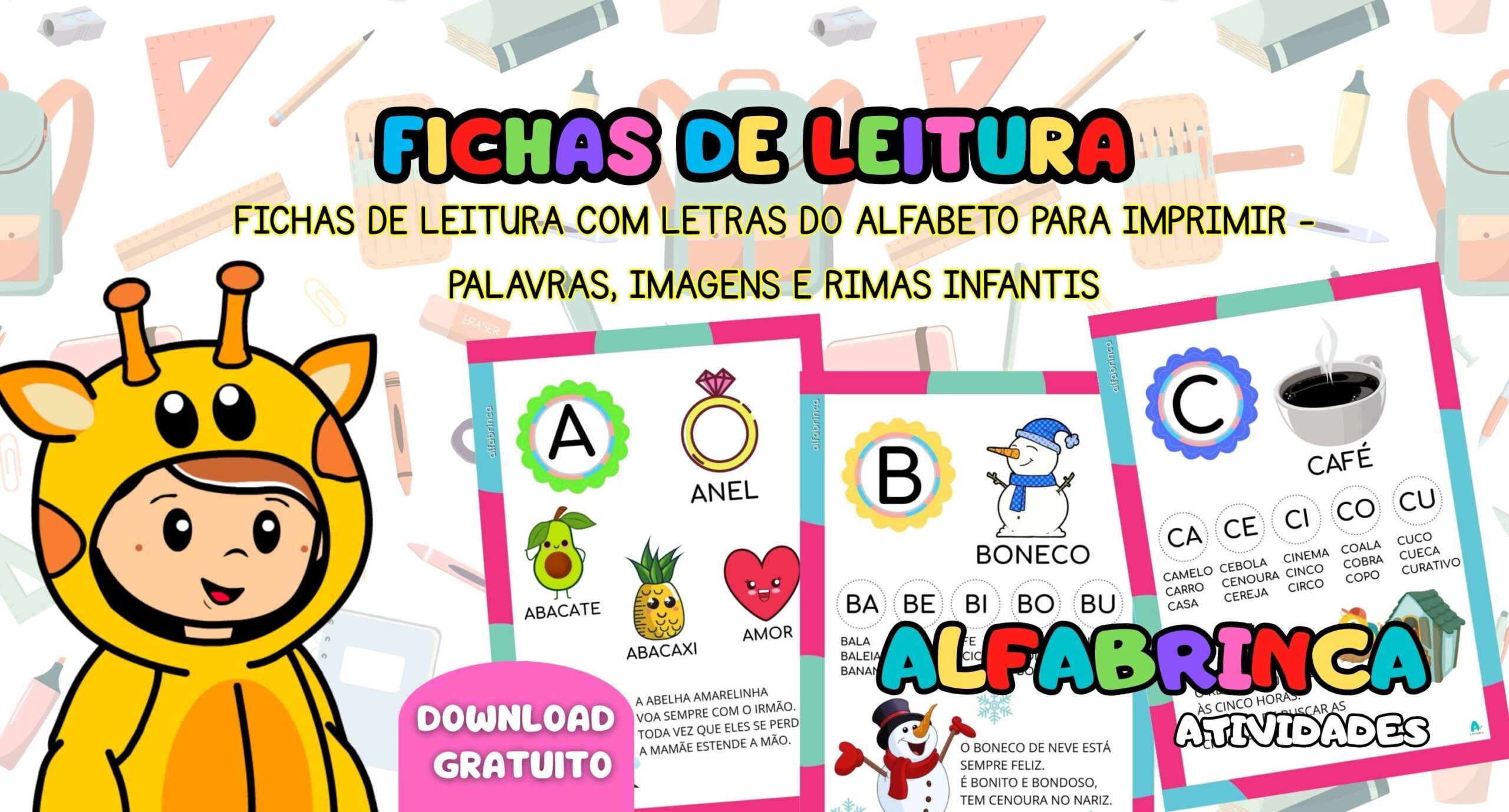 Fichas de Leitura com Letras do Alfabeto para Imprimir – Palavras ...