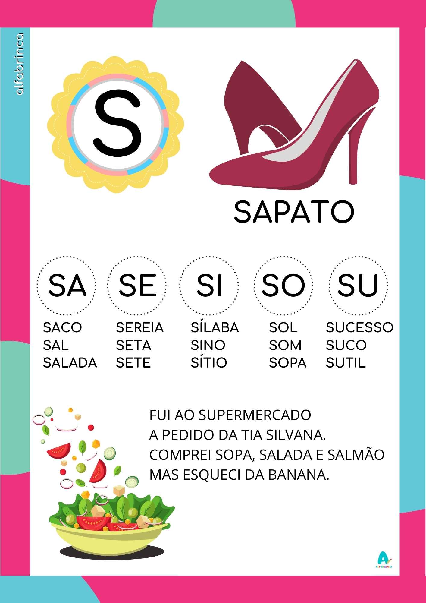 Fichas de Leitura com Letras do Alfabeto para Imprimir – Palavras ...