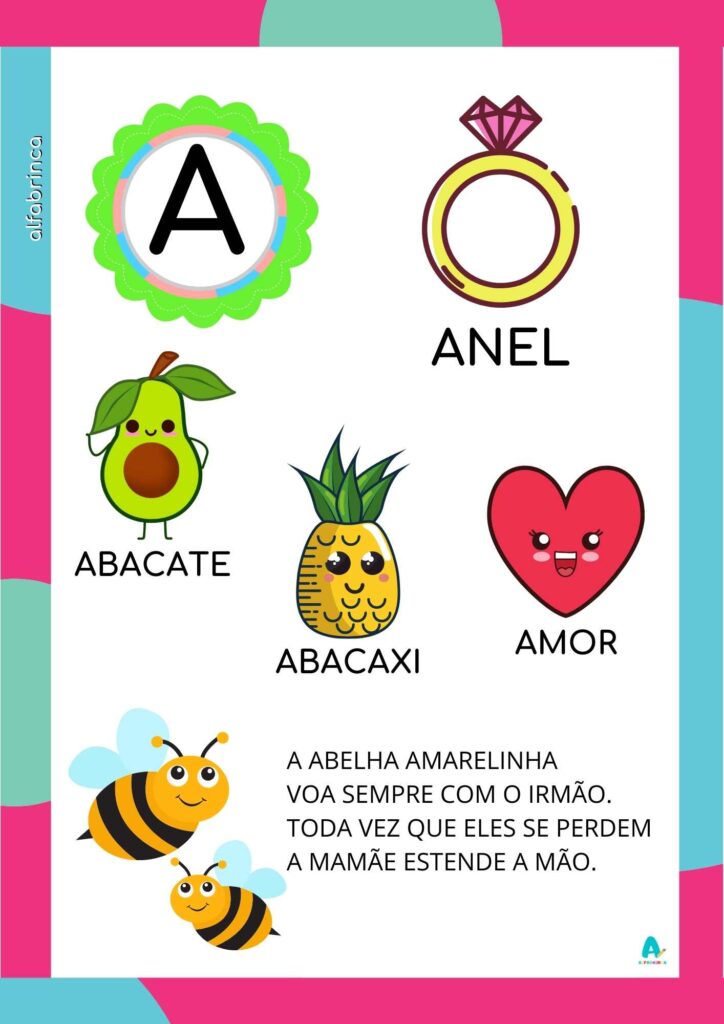 Fichas de leitura para imprimir com letras do alfabeto, palavras, imagens e rimas infantis. Alfabetização divertida e lúdica para crianças!