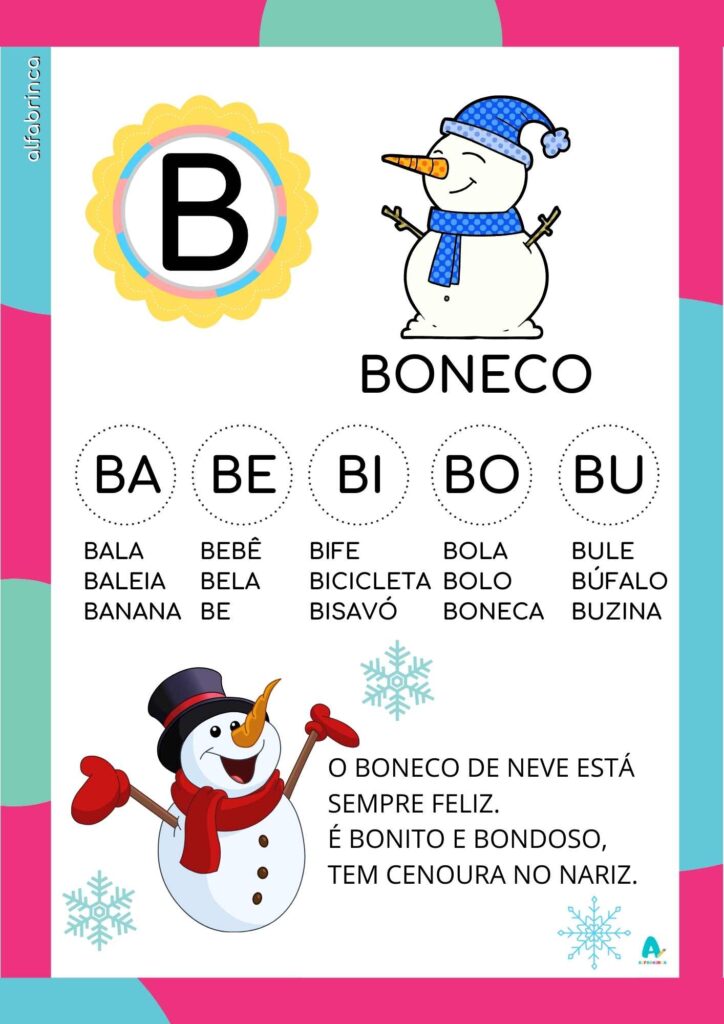 Fichas de leitura para imprimir com letras do alfabeto, palavras, imagens e rimas infantis. Alfabetização divertida e lúdica para crianças!