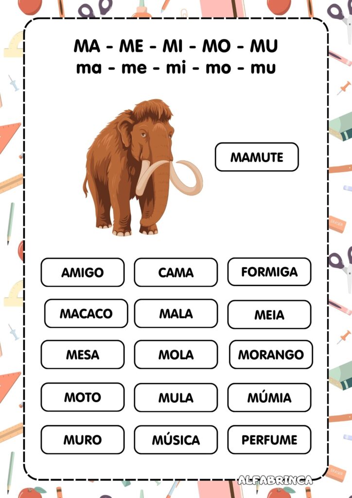 Atividades Ma Me Mi Mo Mu para imprimir