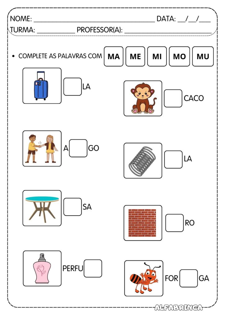 Atividades Ma Me Mi Mo Mu para imprimir