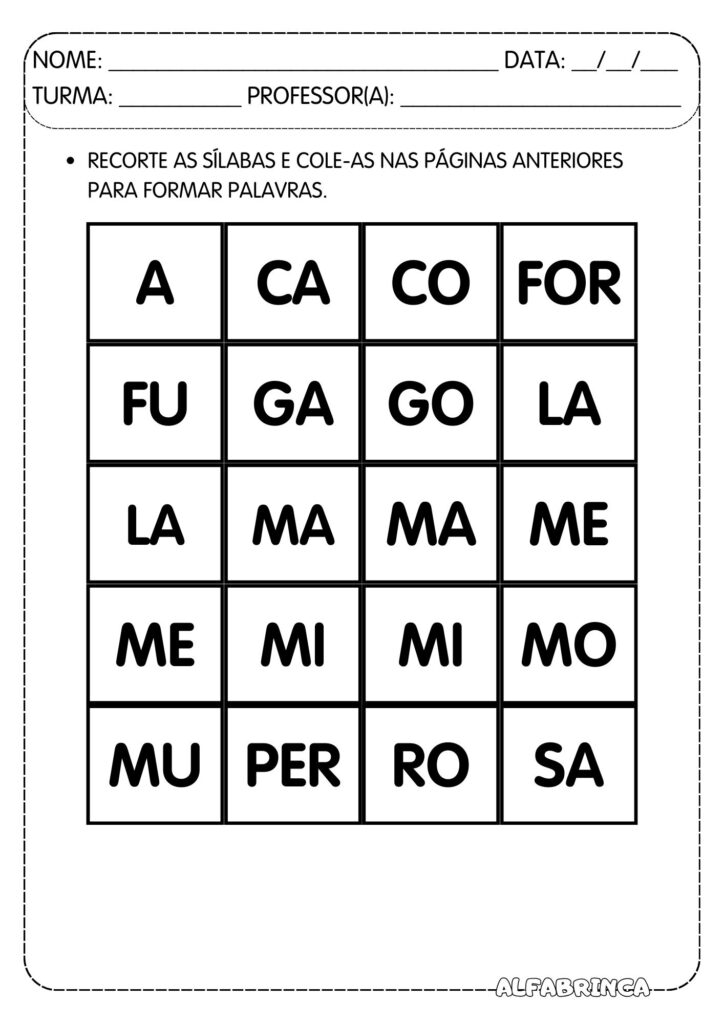 Atividades Ma Me Mi Mo Mu para imprimir