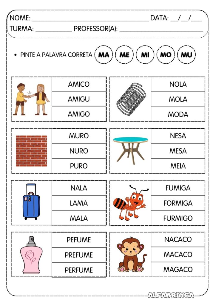 Atividades Ma Me Mi Mo Mu para imprimir