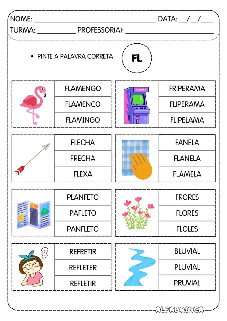 Atividades com Sílabas Complexas FL prontas para imprimir