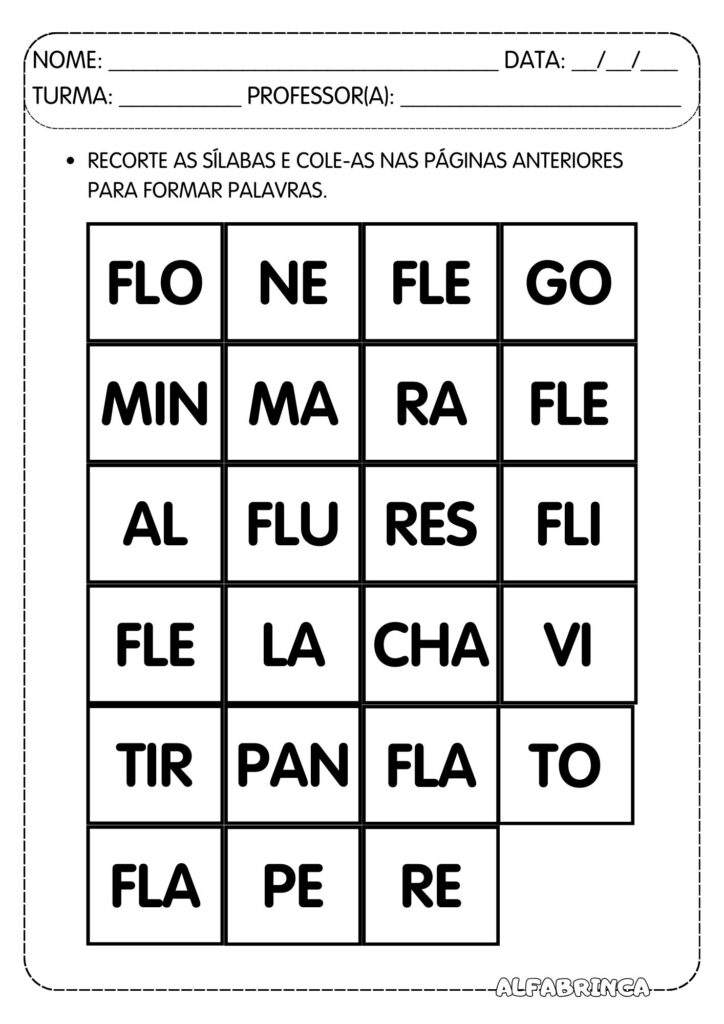 Atividades com Sílabas Complexas FL prontas para imprimir