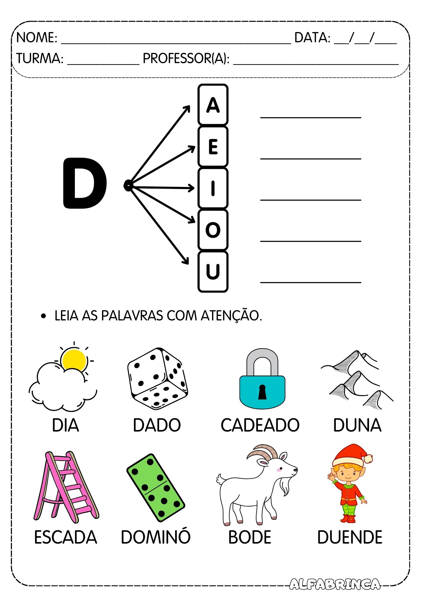 Atividades com a família silábica da letra D – Alfabetização divertida ...