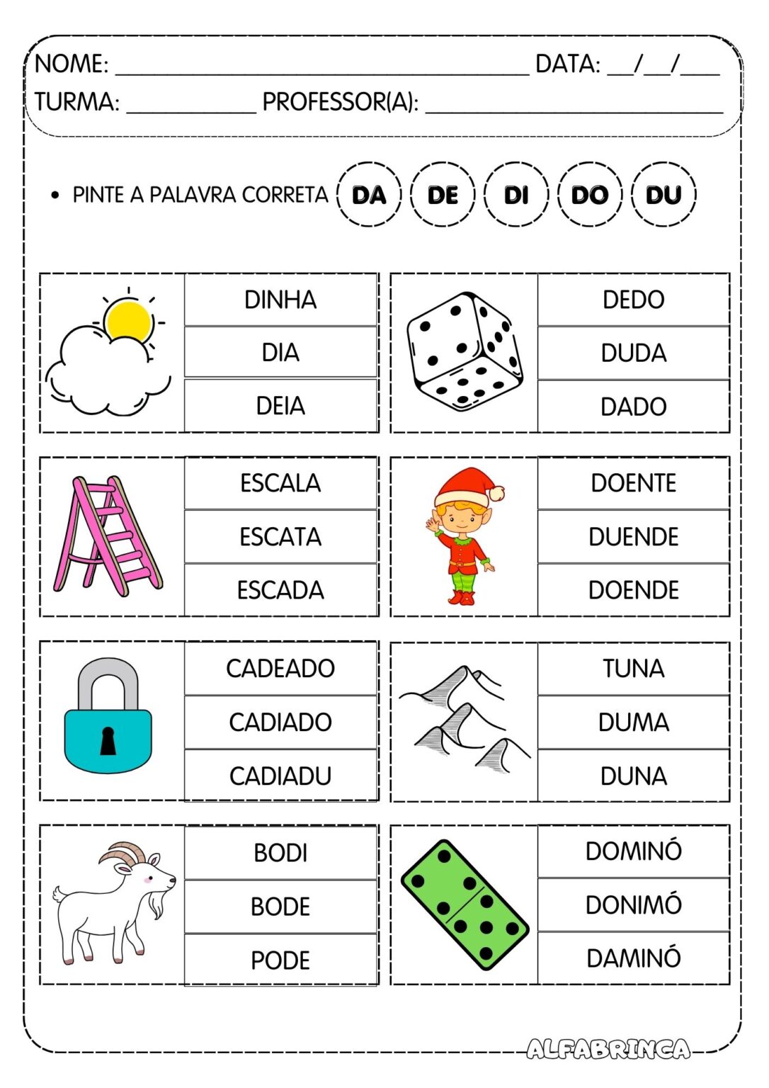 Atividades com a família silábica da letra D – Alfabetização divertida ...