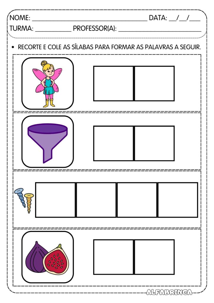 Atividades para trabalhar sílabas simples: FA FE FI FO FU - Prontas para imprimir