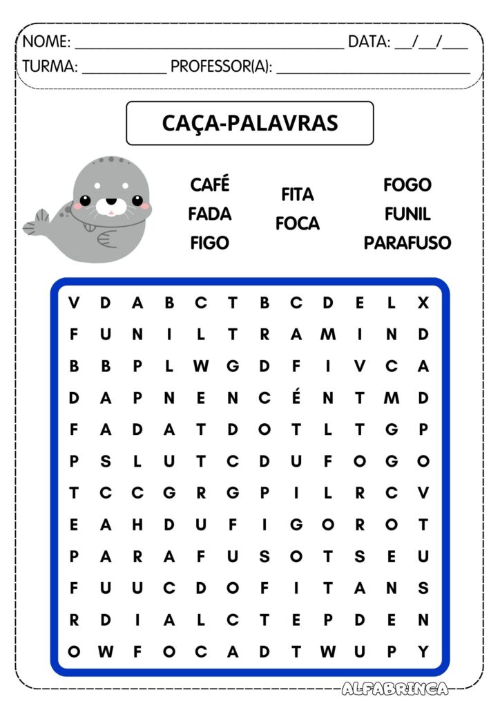 Atividades para trabalhar sílabas simples: FA FE FI FO FU - Prontas para imprimir