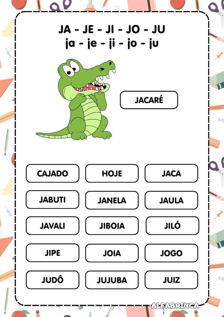 ja je ji jo ju - atividades para imprimir