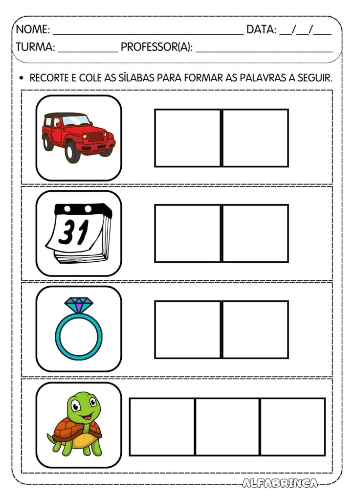 ja je ji jo ju - atividades para imprimir