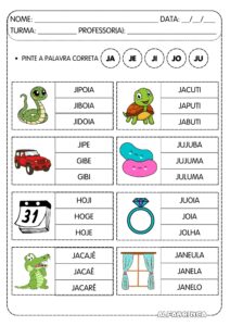 JA JE JI JO JU - Atividades para imprimir - Alfabrinca