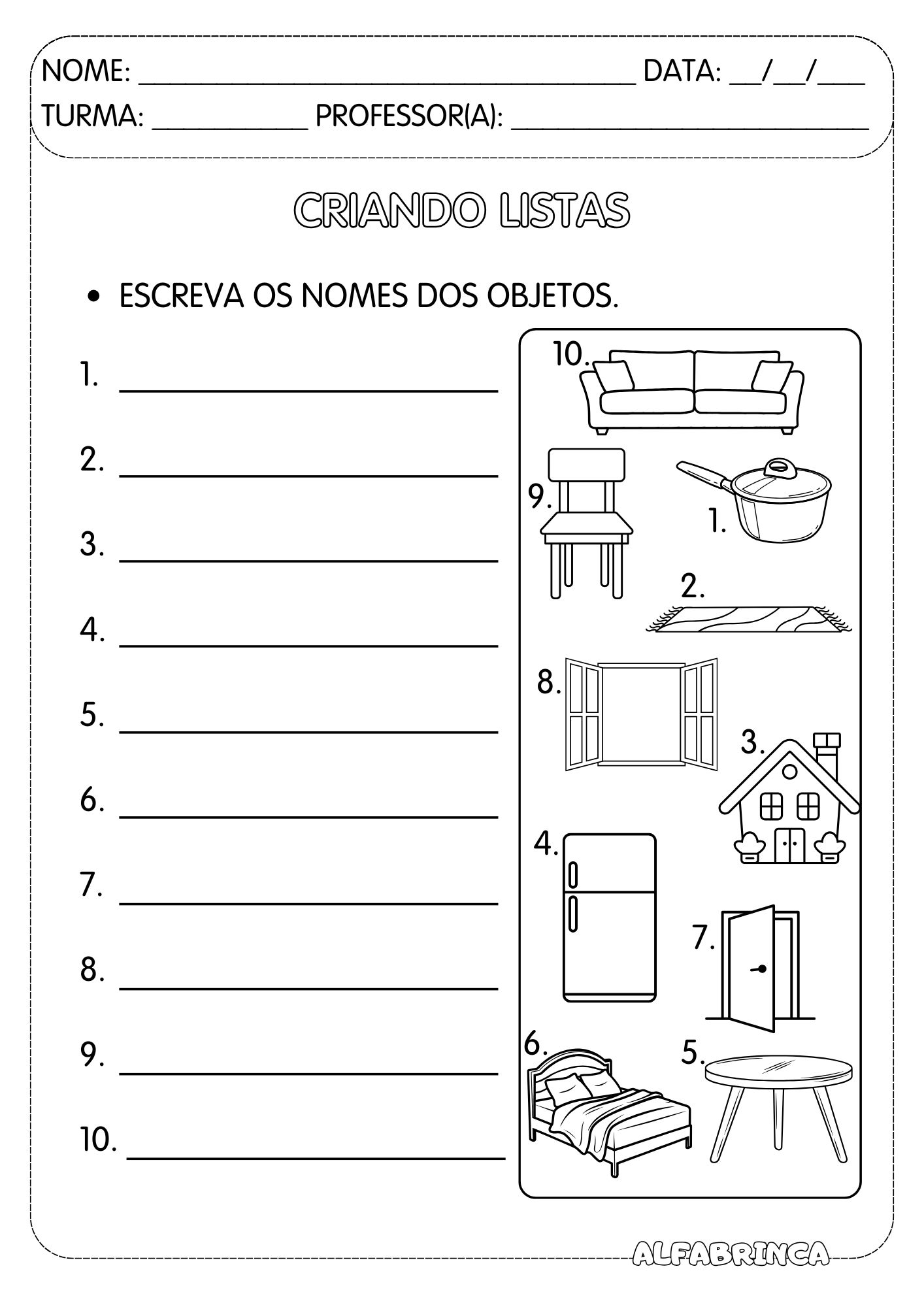 Gênero textual: Lista - Atividades para imprimir - Alfabrinca