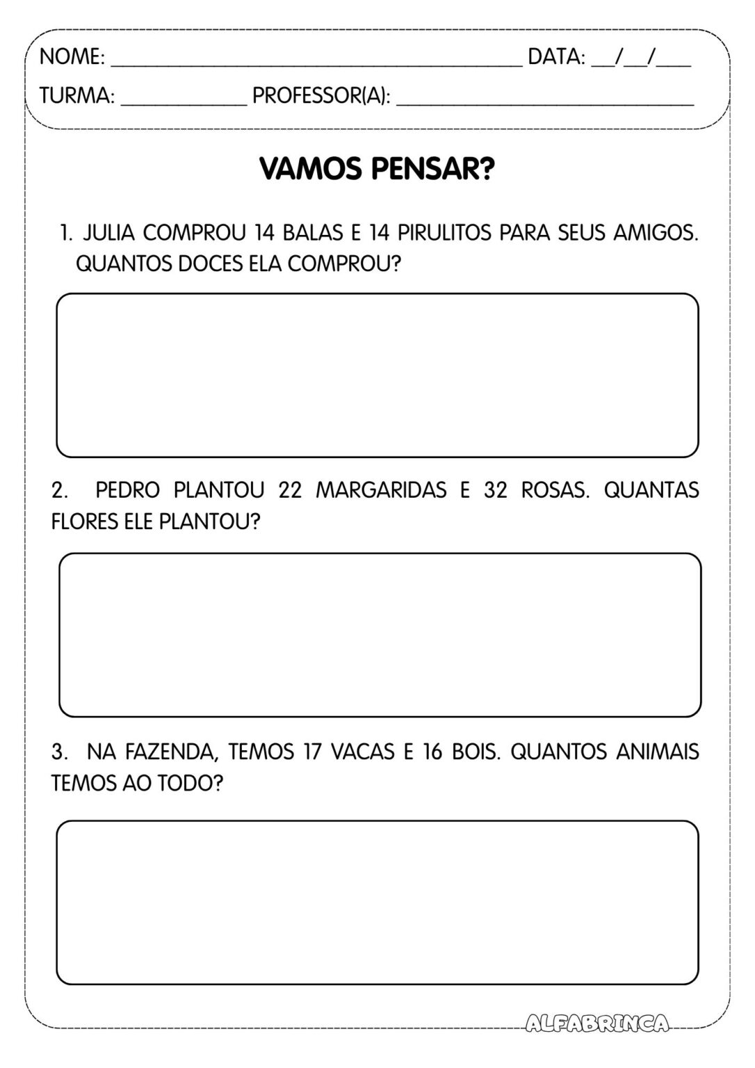 Adição - Situações-problema - Atividades de matemática para imprimir ...