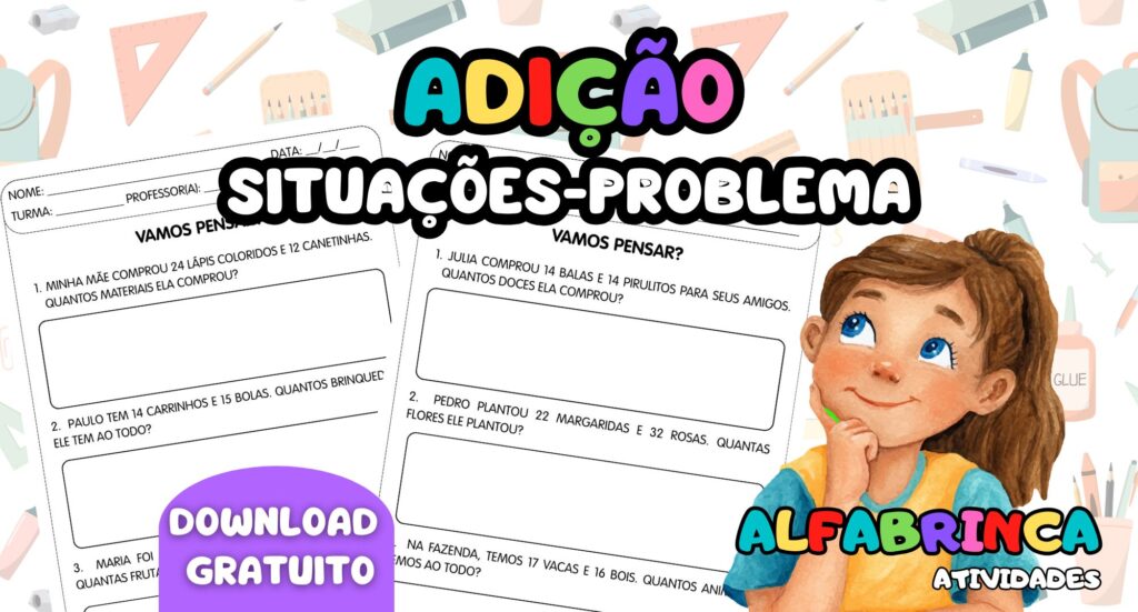 Adição - Situações-problema - Atividades de matemática para imprimir