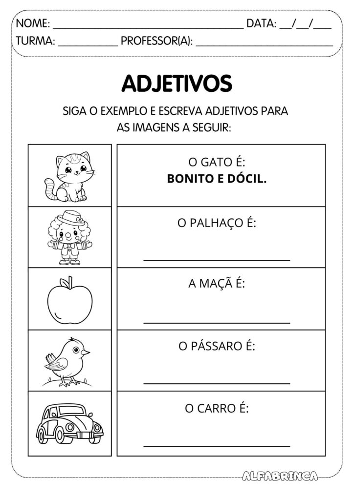 Adjetivos - Atividades para imprimir 