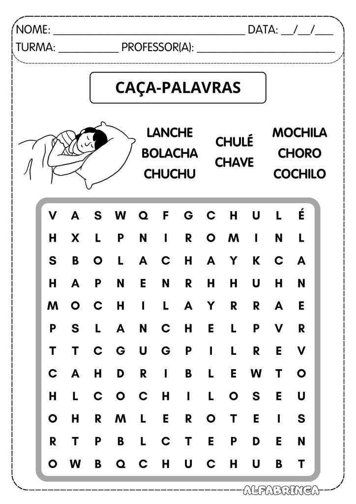 Atividades com CH para alfabetização grátis para imprimir com CHA, CHE, CHI, CHO e CHU