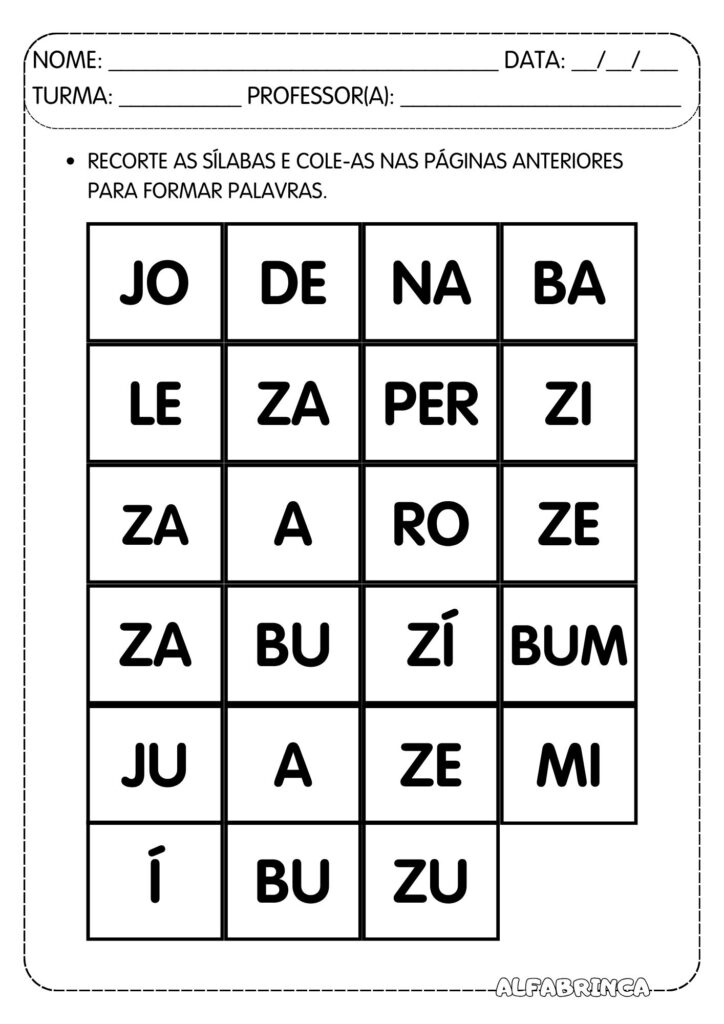 Atividades Za Ze Zi Zo Zu - Prontas para imprimir