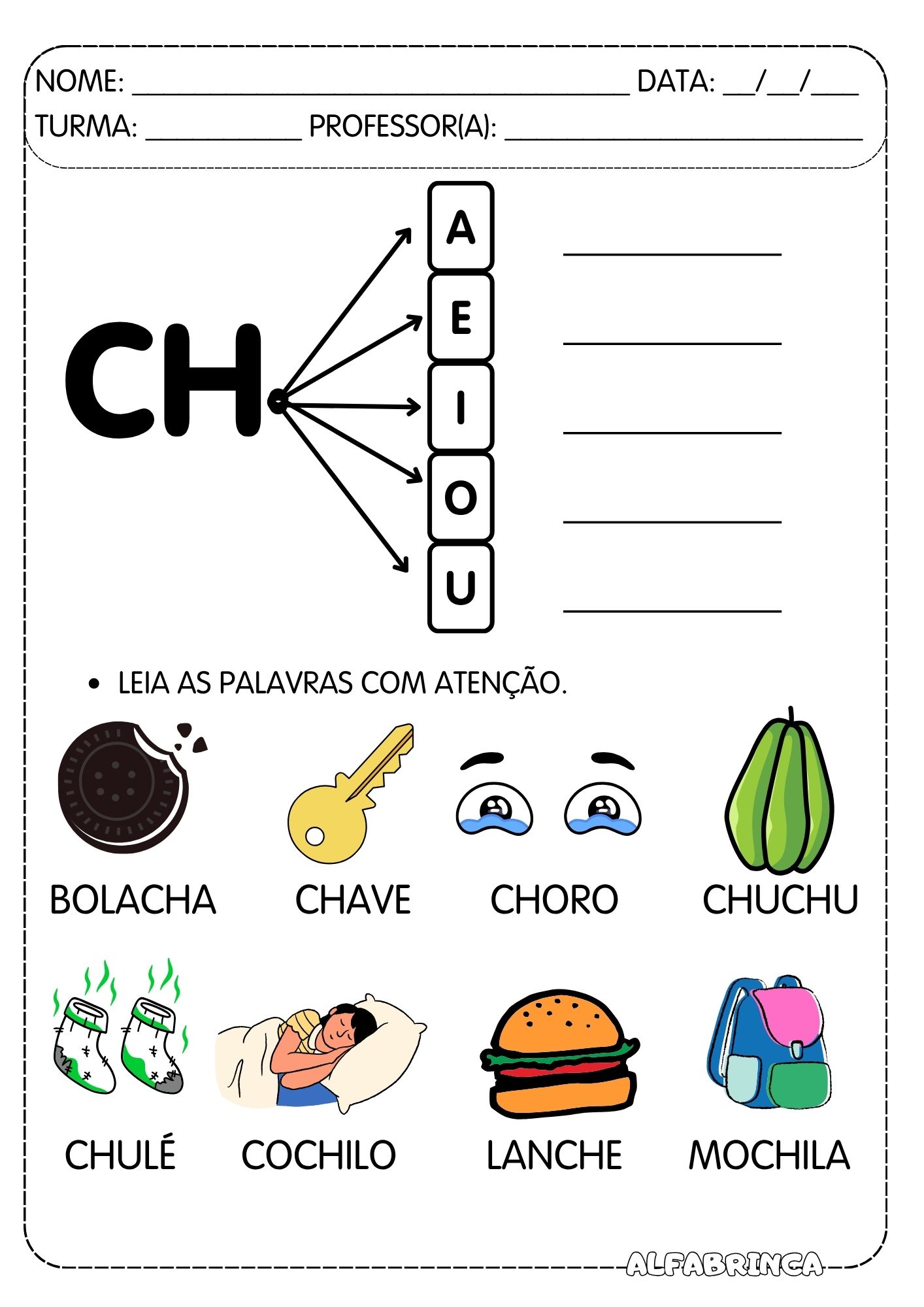 Atividades Cha Che Chi Cho Chu - Família silábica CH para imprimir ...