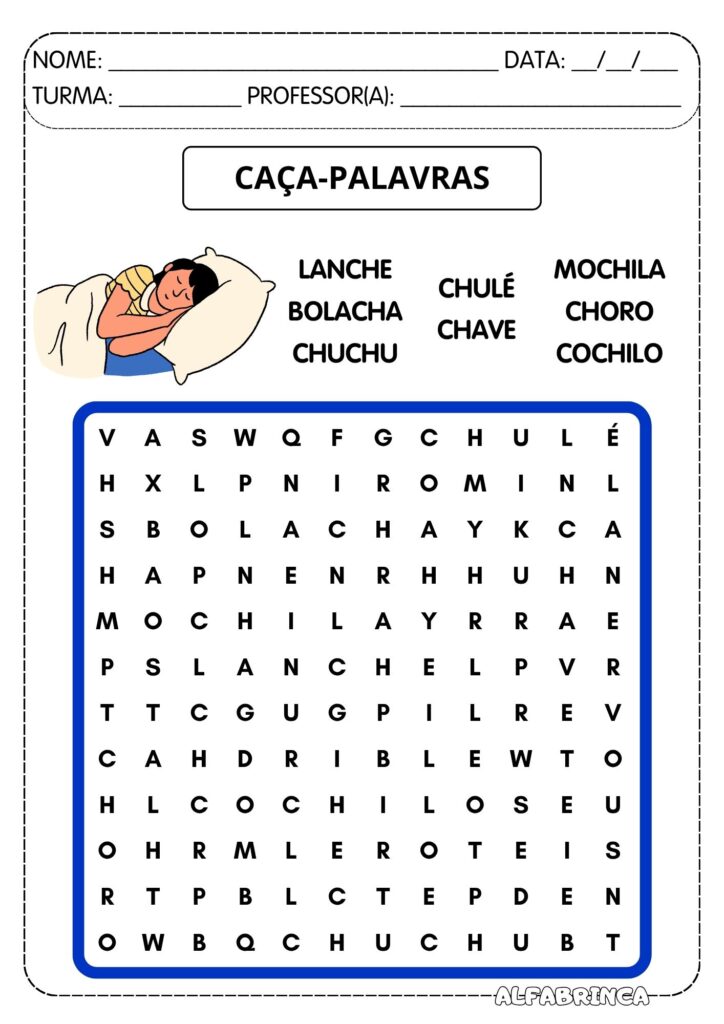 Atividades Cha Che Chi Cho Chu - Família silábica CH para imprimir