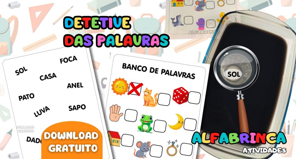 Detetive das palavras - Atividade para imprimir - Alfabrinca