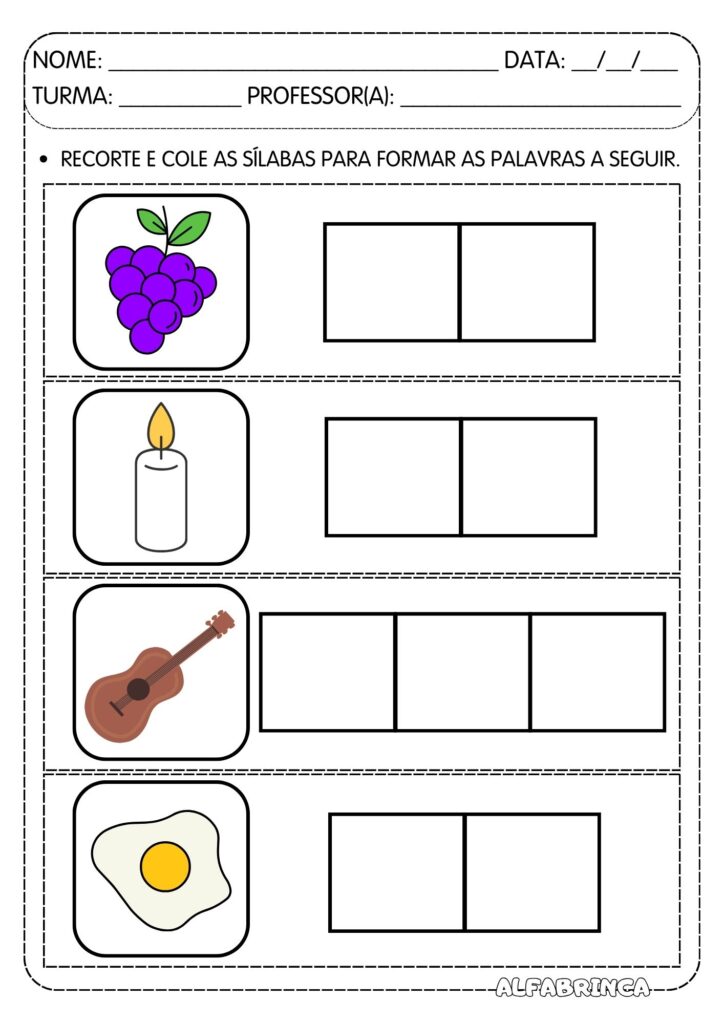 Família silábica V - Va Ve Vi Vo Vu - Atividades para imprimir