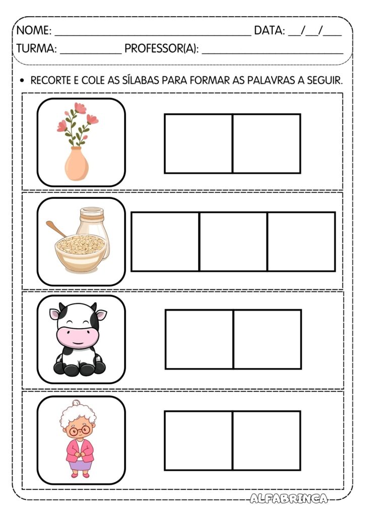 Família silábica V - Va Ve Vi Vo Vu - Atividades para imprimir