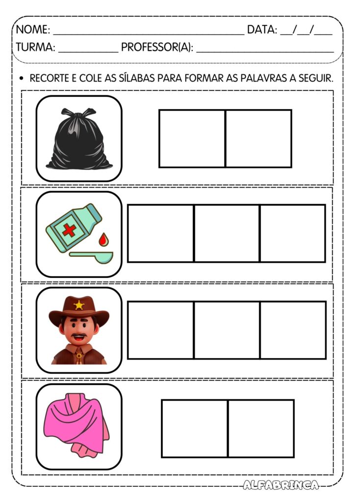 Família silábica X - Xa Xe Xi Xo Xu - Atividades para imprimir