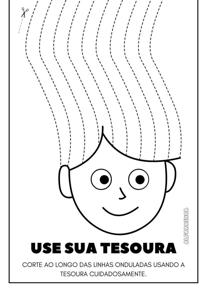 Grafomotricidade usar a tesoura - Cabelo Maluco