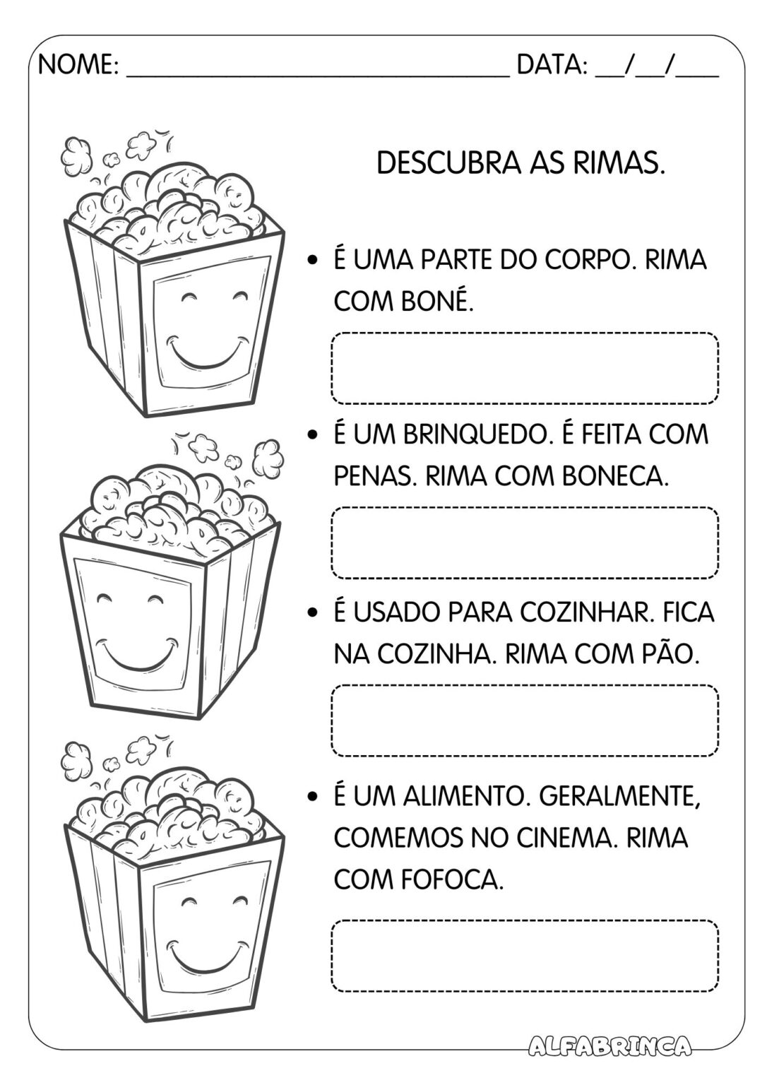 Rimas - Conjunto de atividades para imprimir - Alfabrinca